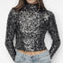 Crop top DKNY lentejuelas Fiesta Black manga larga
