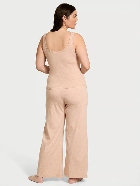 Pijama set Victoria Secret top y pantalón de algodón Nude