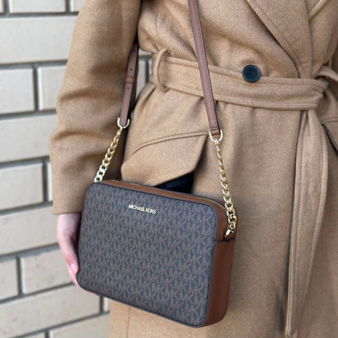 Crossbody Michael Kors Jet Set Café monograma