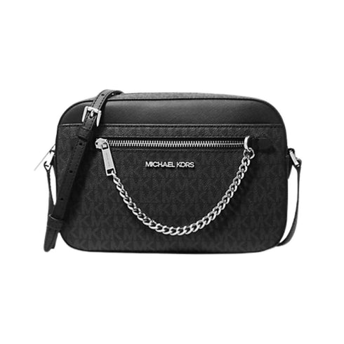 Cartera Crossbody Michael Kors Jet Set chain negro monograma