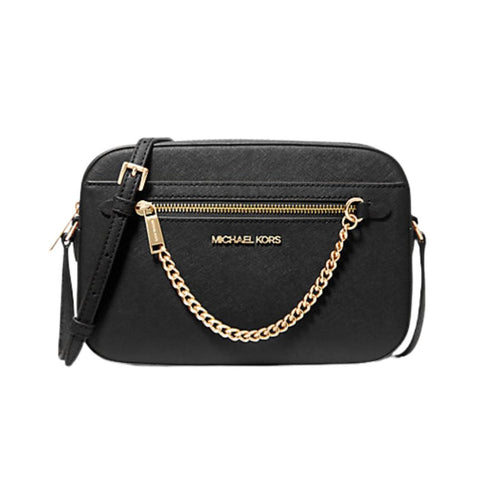 Crossbody Michael Kors Jet Set chain negro gold