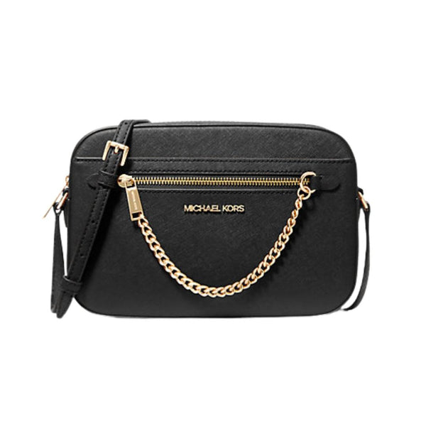Crossbody Michael Kors Jet Set chain negro gold
