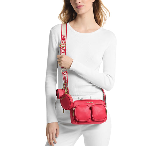 Crossbody Michael Kors Jet set rojo con accesorios