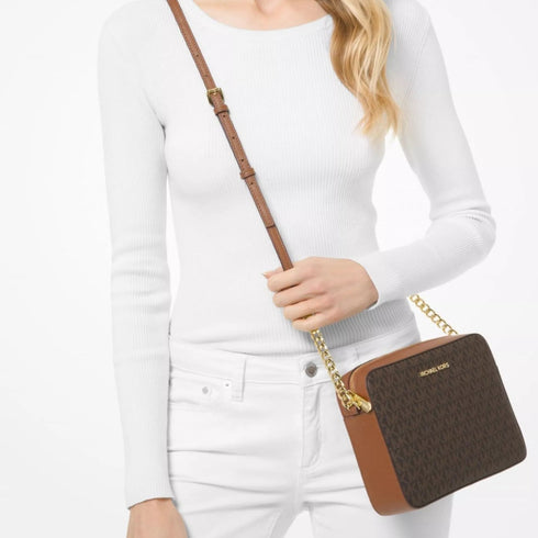 Crossbody Michael Kors Jet Set Café monograma