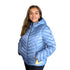 Parka Michael Kors mujer Celeste/monograma azul marino, Chevron Logo Print Quilted Nylon Reversible