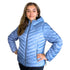 Parka Michael Kors mujer Celeste/monograma azul marino, Chevron Logo Print Quilted Nylon Reversible