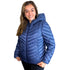Parka Michael Kors mujer Celeste/monograma azul marino, Chevron Logo Print Quilted Nylon Reversible