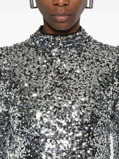 Crop top DKNY lentejuelas Fiesta Silver manga larga