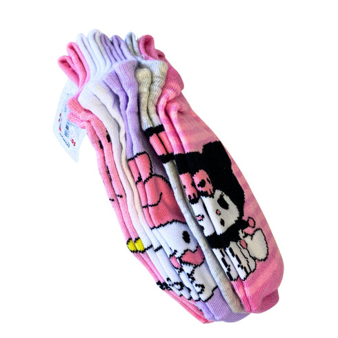 Set Calcetines Hello Kitty y My Melody by Samrio USA de mujer, 5 pares con diseños