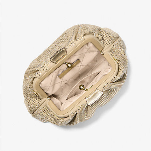 Cartera Michael Kors Nola bolso de fiesta dorado con cristales edición limitada