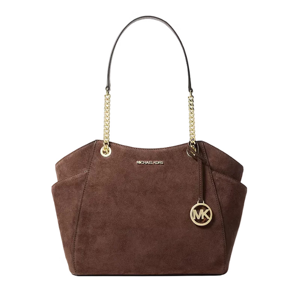 Tote Michael Kors medium Jet Set new chain gamuza café chocolate