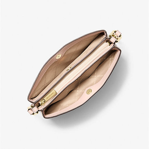 Crossbody Michael Kors Trisha 3 secciones vainilla rosa