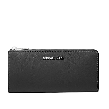 Billetera Michael Kors Jet Set Travel grande de piel saffiano con media cremallera negro