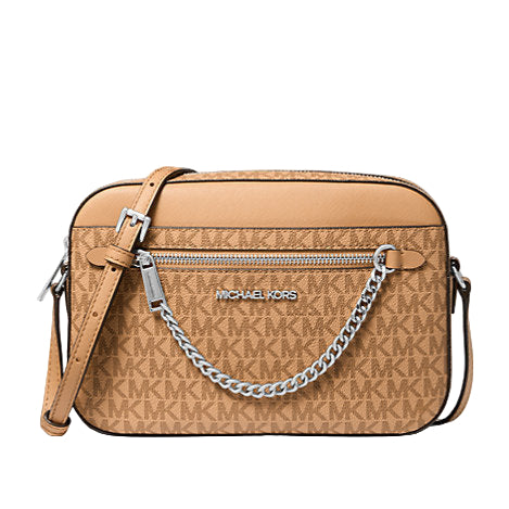 Crossbody Michael Kors Jet Set chain logo café maní