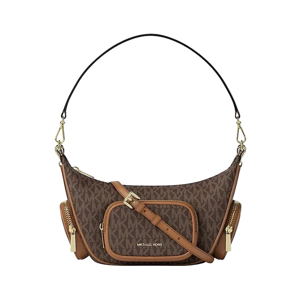 Crossbody Michael Kors Merrit convertible pequeña con logotipo Brown