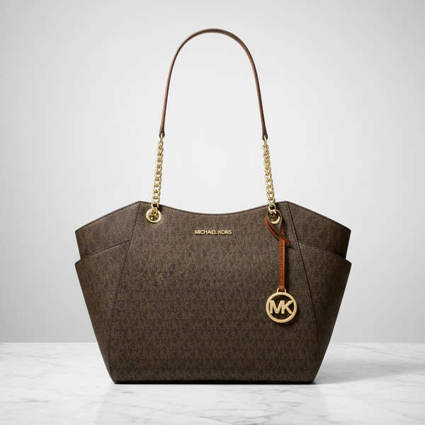 Tote Michael Kors medium Jet Set new chainlogotipo café