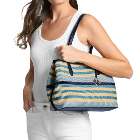 Tote Michael Kors bolso Avalon tejido a rayas mediano