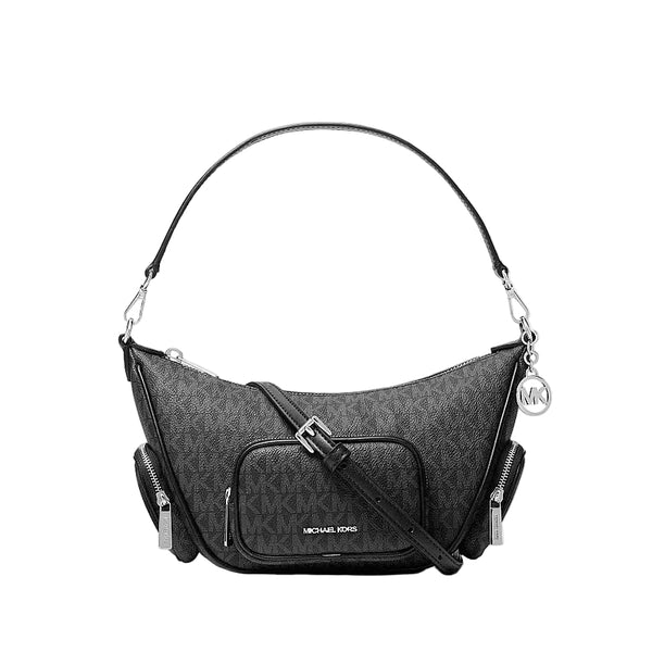 Crossbody Michael Kors Merrit convertible pequeña con logotipo negro