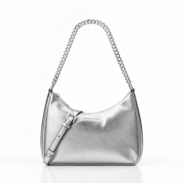Cartera Michael Kors Jet Set convertible silver metalizado grande (reserva por Whatsapp)