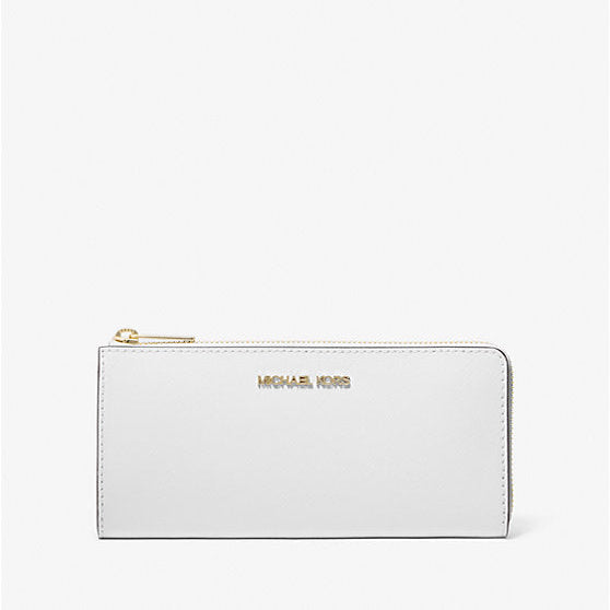 Billetera Michael Kors Jet set Travel grande cuero saffiano blanca