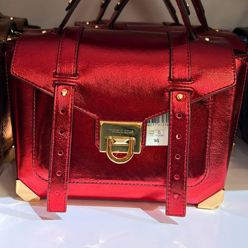 Crossbody Michael Kors modelo Manhattan metalizada Roja edición de colección