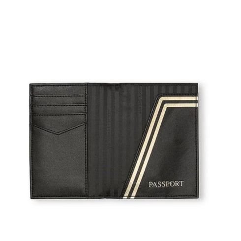 Porta pasaporte Victoria Secret negro acolchado logo cuadrado