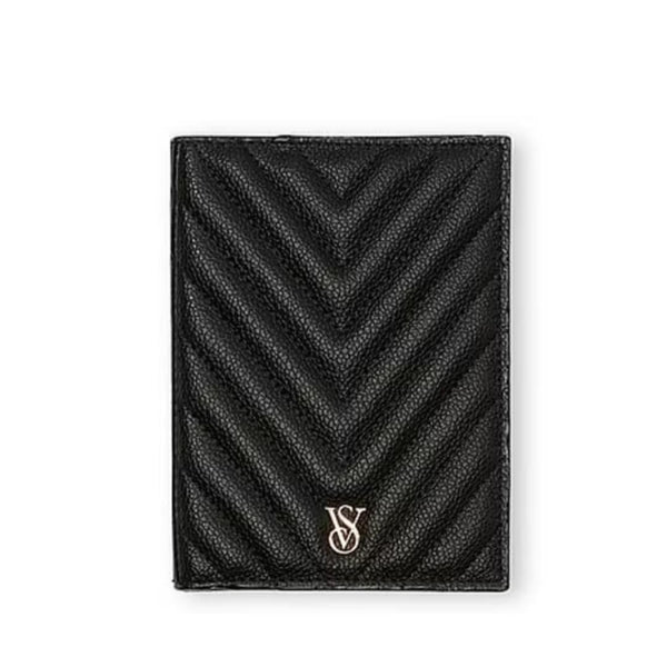 Porta pasaporte Victoria Secret negro acolchado logo letras