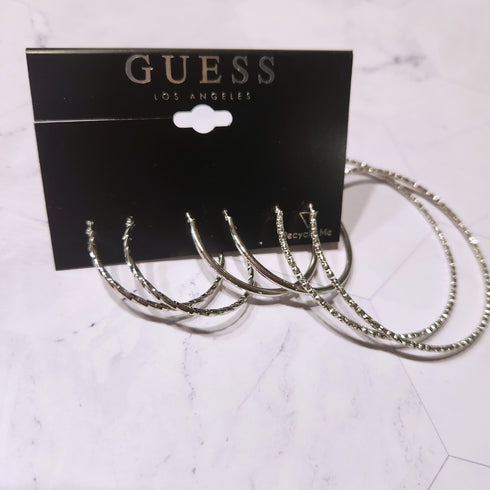 Set argollas GUESS, 3 pares plateados