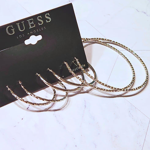 Set argollas GUESS, 3 pares plateados