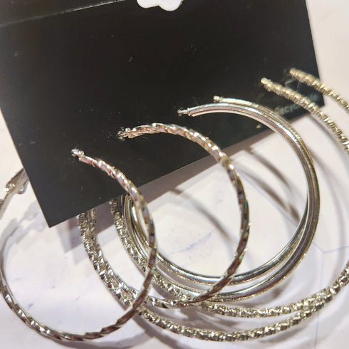 Set argollas GUESS, 3 pares plateados