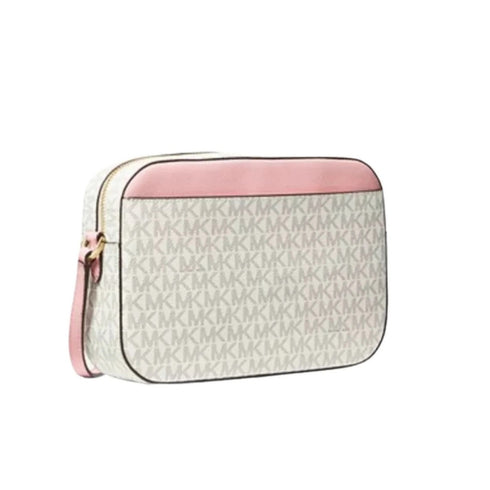 Crossbody Michael Kors Jet Set chain Rosado y vainilla monograma