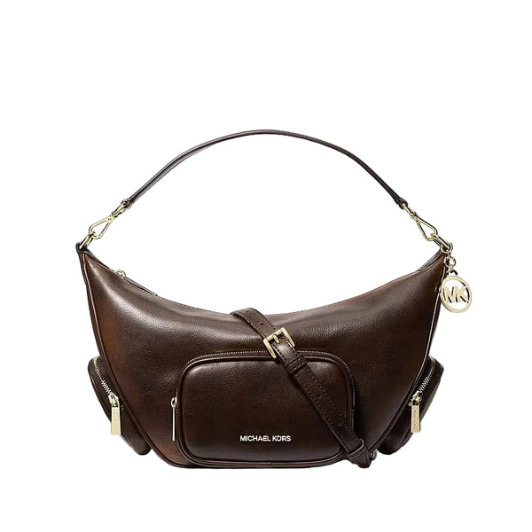 Cartera Michael Kors Merritt mediano pulido chocolate (Reserva por Whatsapp)