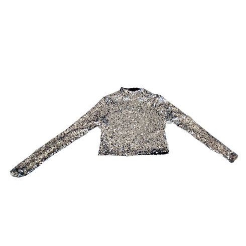 Crop top DKNY lentejuelas Fiesta Silver manga larga