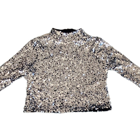 Crop top DKNY lentejuelas Fiesta Silver manga larga