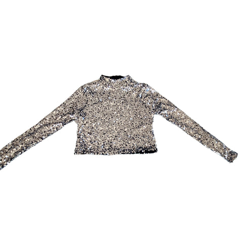 Crop top DKNY lentejuelas Fiesta Silver manga larga