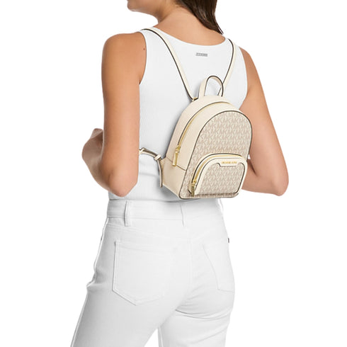 PREVENTA: Mochila Michael Kors Jaycee mini convertible Vainilla monograma