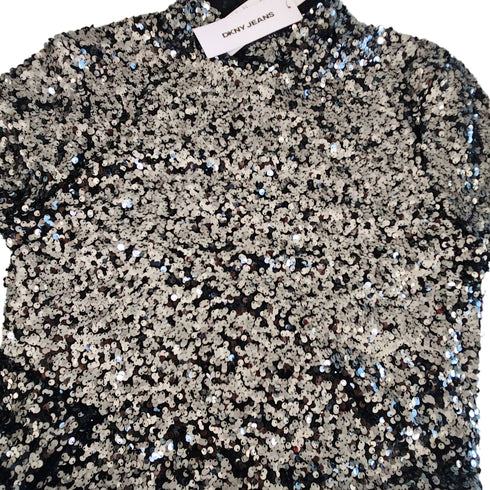 Crop top DKNY lentejuelas Fiesta Black manga larga