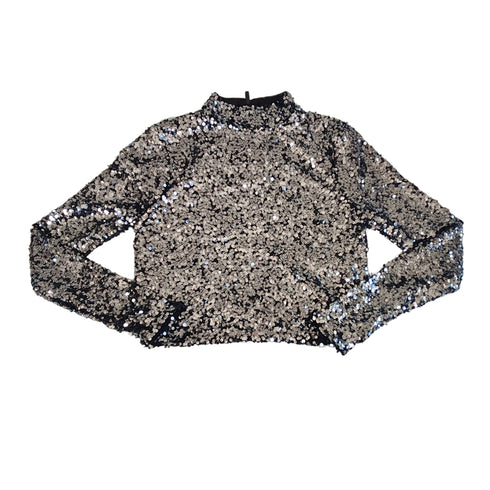 Crop top DKNY lentejuelas Fiesta Black manga larga