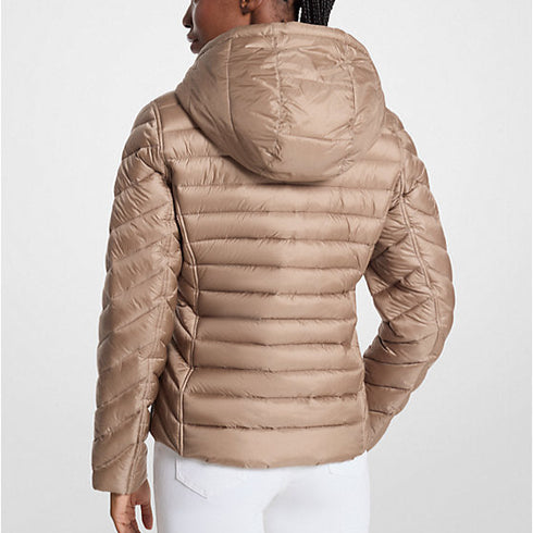 Parka reversible Michael Kors mujer vainilla monograma Chevron Logo Print Quilted Nylon