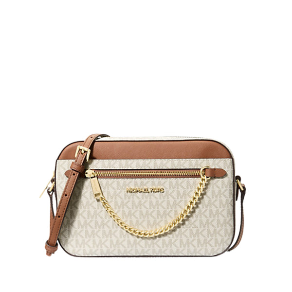 Crossbody Michael Kors Jet Set chain Vainilla monograma