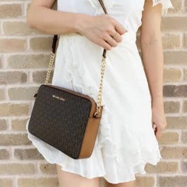 Crossbody Michael Kors Jet Set Café monograma