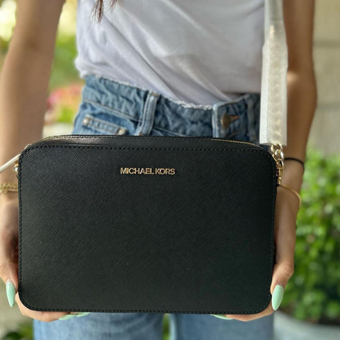 Crossbody Jet Set Item Michael Kors negro gold