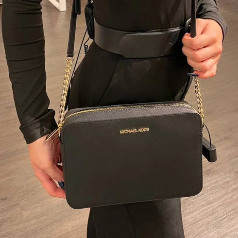 Crossbody Jet Set Item Michael Kors negro gold