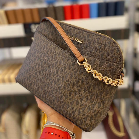 Crossbody Michael Kors Jet Set Travel Medium Logo Dome brown