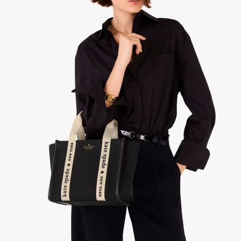 Tote Kate Spade Canva Kip small Black