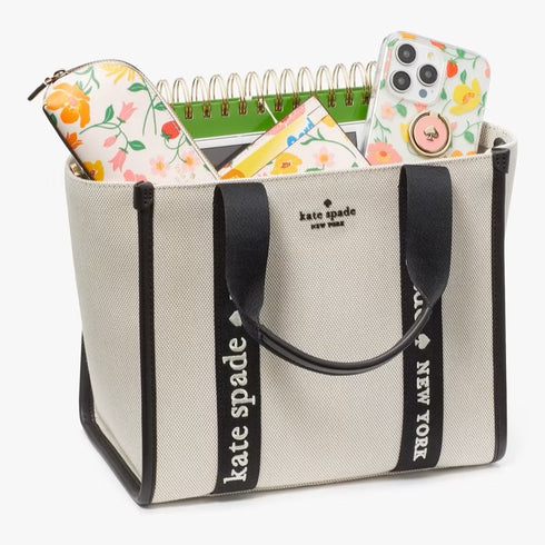 Tote Kate Spade Canva Kip small Black