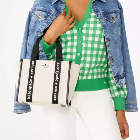 Tote Kate Spade Canva Kip small color Natural