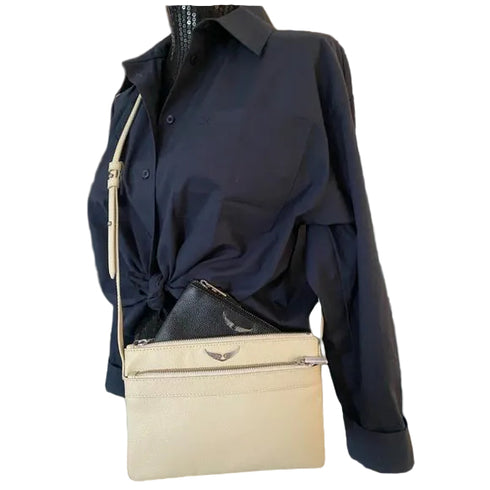 Crossbody Zadig & Voltaire Stella Wings cream de piel (A pedido)
