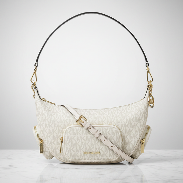 Cartera Michael Kors Merritt mediano convertible vainilla logo