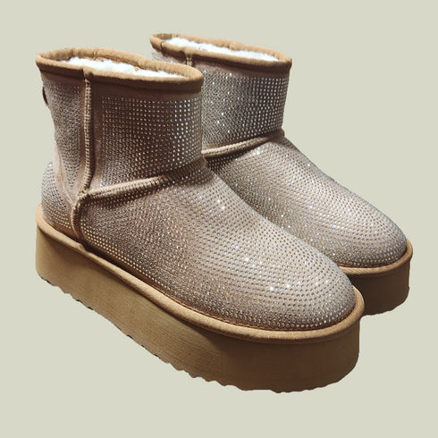 Botín Steve Madden Crue Rhinestone Café